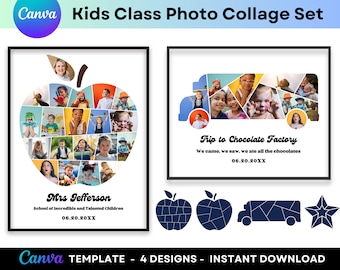 School Class Photo Collage Canva Template Teacher Appreciation Gift Personalized Photo Thank You Gifts Kindergarten Kids Classroom Wall Art