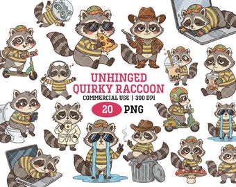 Rolig, ohängd tvättbjörn, png clipart, vild, udda, sarkastisk, djurhumor, trendig t-shirtgrafik, paket
