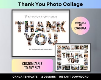 Thank You Photo Collage Personalized Gift Boss Retirement Party Manager Appreciation Retired Team Leader Farewell Gift Poster Canva Template