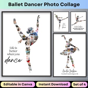 Ballet Danza Foto Collage Personalizado Bailarina Bailarina Foto Regalo para Hija Bailarina Imprimible Cartel Canva Plantilla Profesora de Danza
