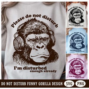 Divertido gorila PNG Gorila vintage SVG Diseño de camiseta con gráfico de animal retro Humor sarcástico de oficina No molestar Uso comercial Archivo SVG