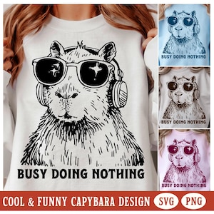 Grappige capibara PNG Vintage capibara SVG retro dier T-shirt ontwerp sarcastische citaten druk niets doen Commercieel gebruik sublimatie afbeelding