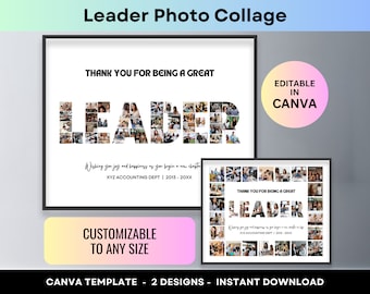 Anführer Foto-Collage Personalisierte Geschenk Chef Ruhestand Party-Manager Geburtstag im Ruhestand Team Leiter Abschiedsgeschenke DIY Poster Canva Vorlage