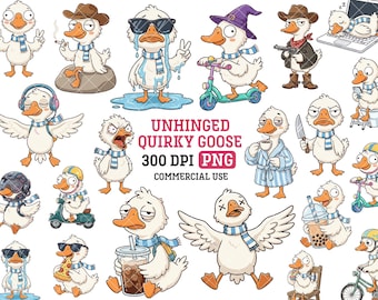 Rolig gås Png-paket överstimulerade djur Clipart Sarkastisk meme T-shirtdesign Fånigt digitalt klistermärke
