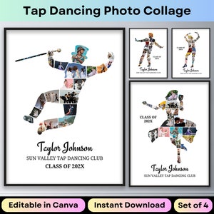 Tap Dance Photo Collage Personalized Tap Dancing Senior Night Graduation Gift Tap Dancer Daughter Son Custom Printable Poster Canva Template