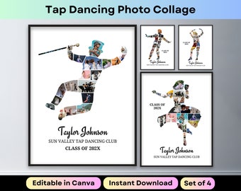 Tap Dance Photo Collage Personalized Tap Dancing Senior Night 2024 Graduation Gift Tap Dancer Daughter Son Printable Poster Canva Template
