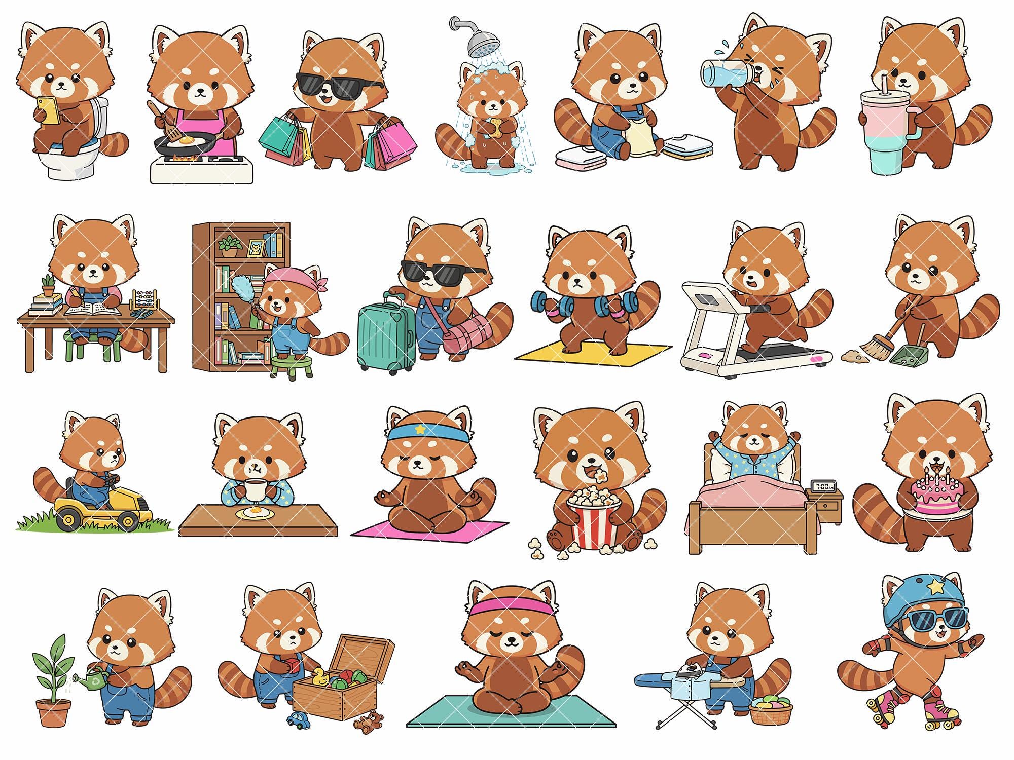 Red Panda Daily Activities PNG Clipart Kawaii Everyday Life ...
