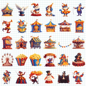 Cute Circus Clipart Vintage Circus Animal PNG Bundle Set Watercolor ...