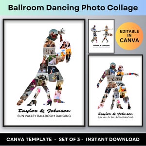 Gesellschaftstanz Fotocollage Latein Tänzerin Fotogeschenk Walzer Tango Foxtrot Salsa Swing Cha Cha Hochzeitspaar Tanzen Poster Canva Template