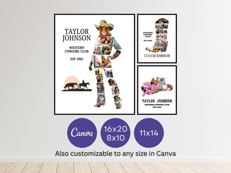 Western Rodeo Image Collages Cowgirl Photo Collage Western Country Birthday Decoration Rodeo ...