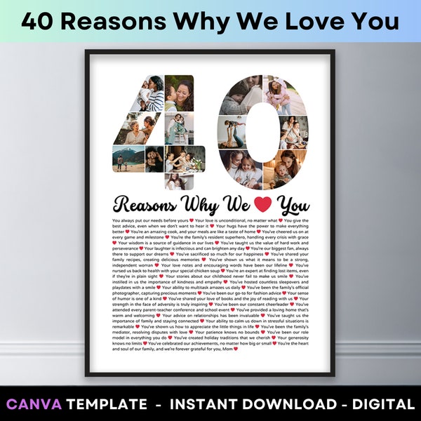 40 Reasons We Love You - Etsy