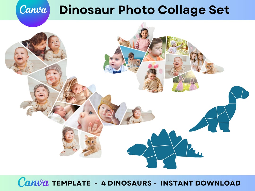 dinosaur-photo-collage-set-editable-canva-template-kids-nursery-prints