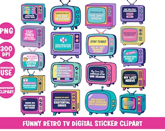 Funny Retro TV Clipart Sarcastic Quote Gag Meme Digital Sticker Vintage Television Screen Png Broadcasting Humor Life Comedy Social Drama