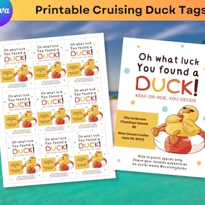 Duck Tags Carnival Printable Cruise Duck Tag Editable Cruising Duck Tags Family Cruise Rubber Duck Game Canva Template Instant Download