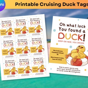 Duck Tags Carnival Printable Cruise Duck Tag Editable Cruising Duck Tags Family Cruise Rubber Duck Game Canva Template Instant Download