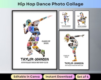 Hip-Hop Street Dance Photo Collage Personalized Breakdancing Senior Night 2024 Graduation Gift Breakdance Printable Poster Canva Template