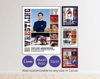 Wrestling Senior Night Poster Personalisierte Foto Collage Canva Template