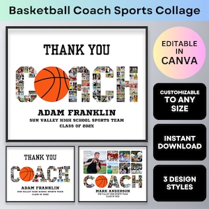 Basketball Coach Photo Collage Thank You Coach Gift Senior Night ...