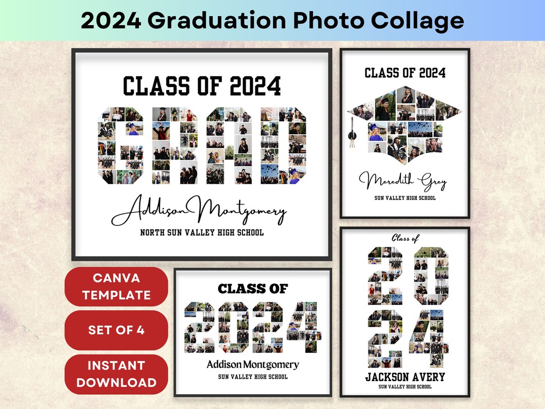 Buy Graduation Photo Collage Class of 2024 School Senior Gifts Poster ...