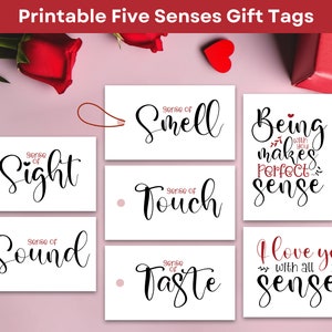 5 Senses Gift Tags 1 Year Anniversary Gifts for Boyfriend Care Package for  Him Romantic Gifts for Him I Love You With All of My Senses 