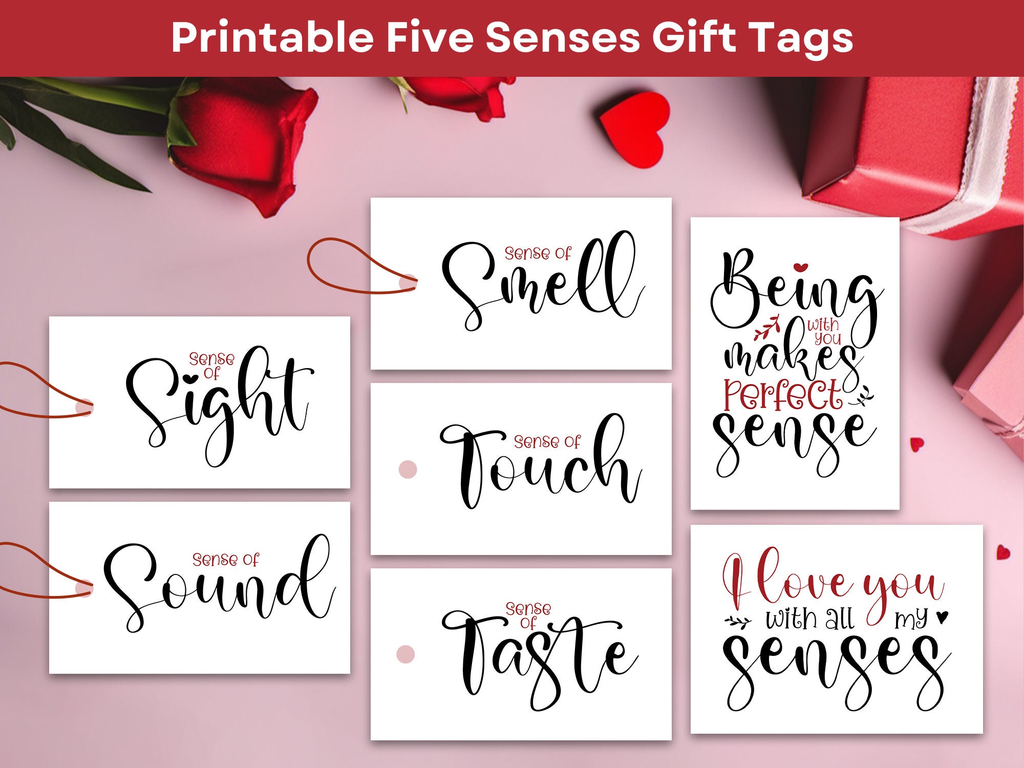 5 Senses Gift Tags One Year Anniversary Gifts for Boyfriend 