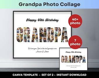 Opa Foto Collage Personalisierte Großvater Geschenk Opa Geburtstag Benutzerdefinierte Foto Geschenk Canva Rahmen Vorlage Druckbare Wandkunst 16x10 8x10