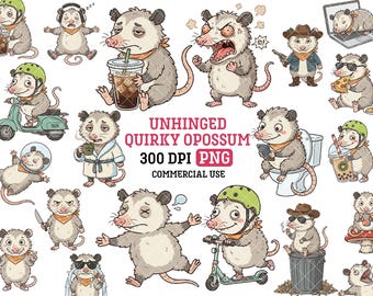 Rolig opossum png ohängande förvildade djur clipart sarkastisk humor trendande t-shirt grafisk design paket