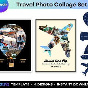Reise Foto Collage bearbeitbare Canva Vorlage Familien Reise personalisierte Foto Geschenk Urlaub Foto Druck Urlaubsziel druckbare Wandkunst