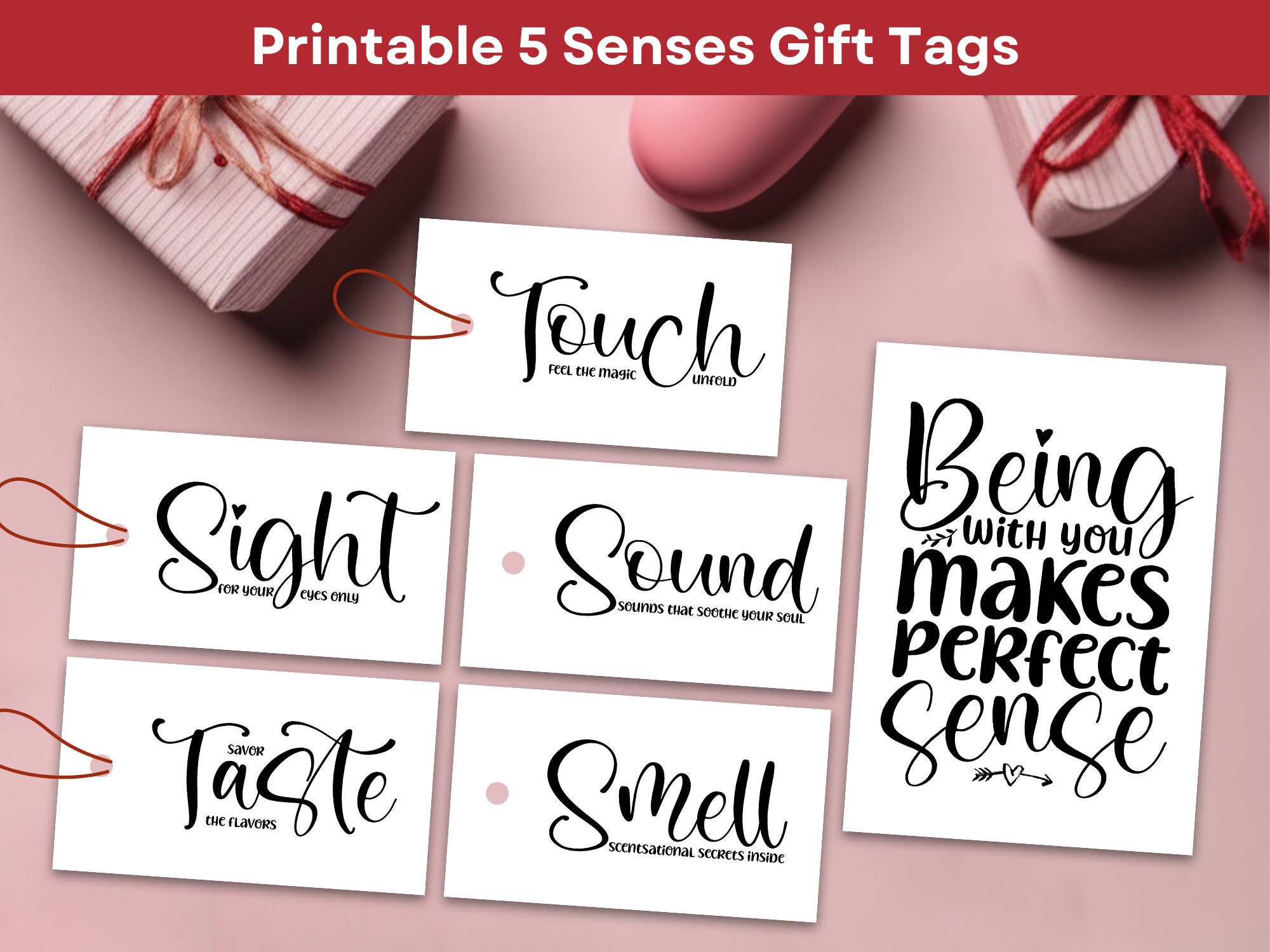 5 Senses Gift Tags Printable, 5 Senses Tags and Card for Birthday Gift  Anniversary Gift Boyfriend Christmas Gift Romantic Gift Spouse 