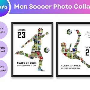 Fußball-Foto-Collage Canva Vorlage Personalisierte Trainer Geschenke Fußballspieler Geburtstagsgeschenk Abschlussgeschenk Benutzerdefinierte Sport druckbare Poster