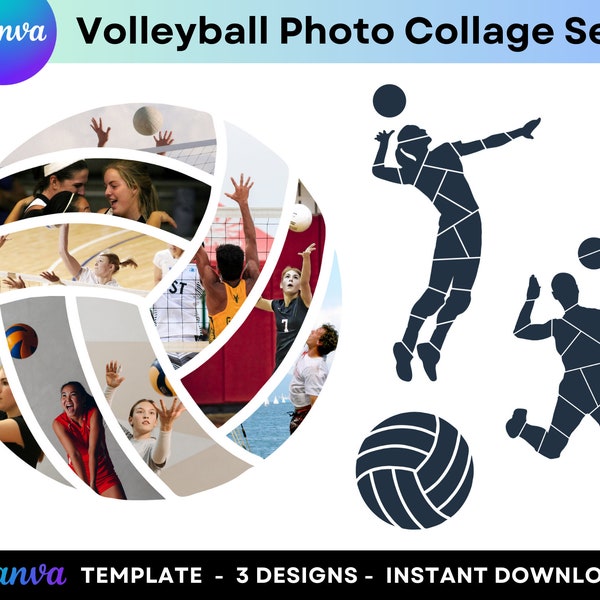 Voleibol Foto Collage Canva Marco Plantilla Deportes Equipo Jugador Personalizado Graduación Regalo Personalizado Entrenador Regalo DIY Cumpleaños Imagen Collage
