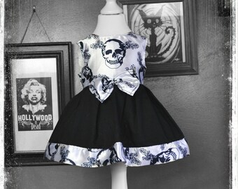 Spooky Skulls Gothic Baby & Toddler Halloween Dress by House of Goth