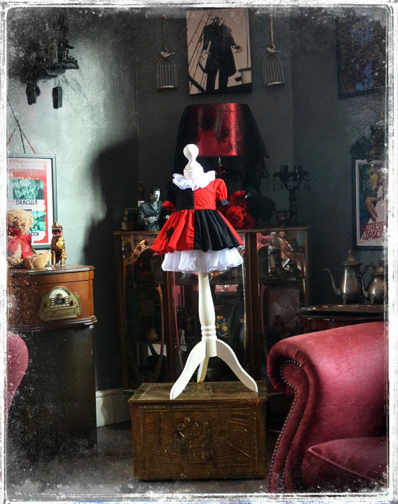 DC Comics Classic Harley Quinn Red and Black Halloween Party Cosplay Costume Dress by House of Goth Adult Sizes Also!