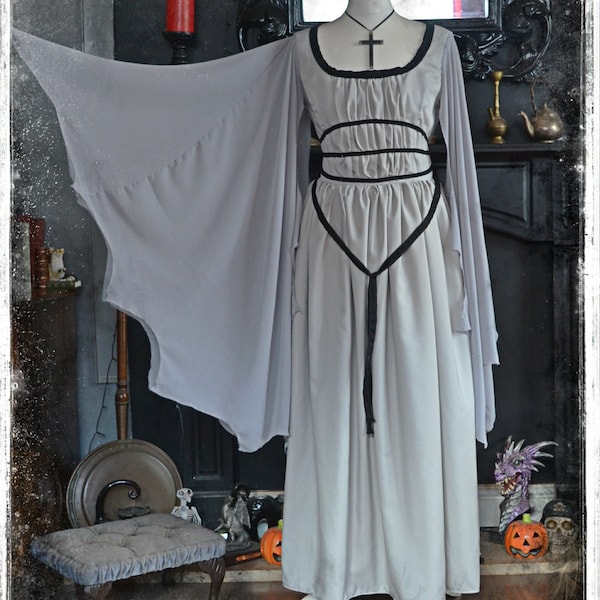 Ghastly Grey Lily Munster Replica Ghostly Floaty Burial or Wedding Halloween Gown Hand Crafted  by House of Goth