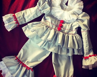 Bespoke Clown Halloween Convention Cosplay Costume for Creepy Little Clowns Handmade by House of Goth