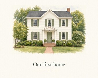 Custom Watercolor House Portrait from Photo, Personalized 8x10 Digital Print