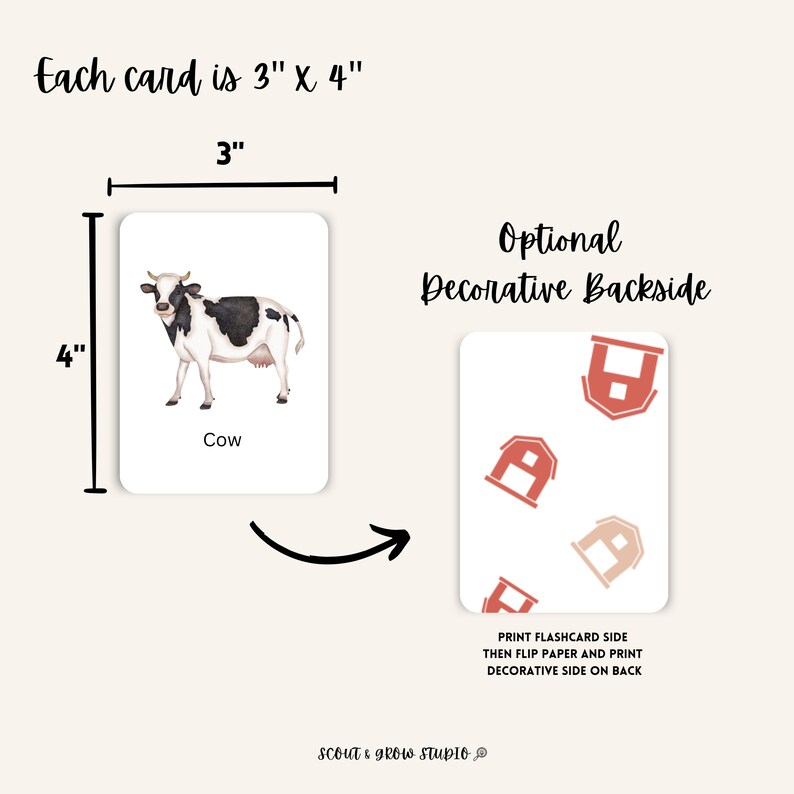 Farm Animal Flash Cards Homeschool Printable, Digital Download ...