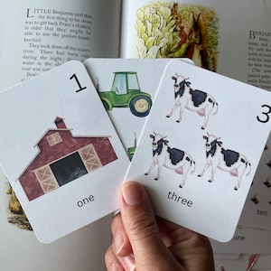Cartes numérotées pour les animaux de la ferme préscolaire, téléchargement numérique, inspiré de Charlotte Mason