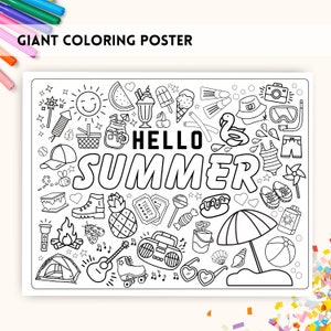 Giant Summer Activity Coloring Poster Digital Download
