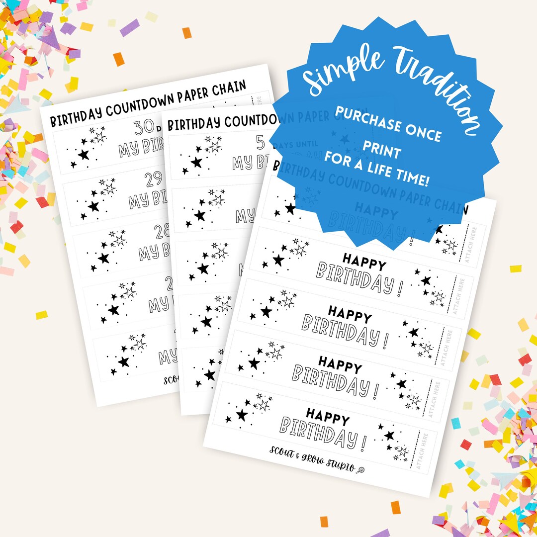 Birthday Countdown Printable for Kids, Simple Birthday Traditions ...