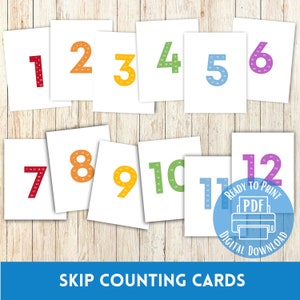 Skip Counting Cards; Posters, Multiplication Practice, Classroom Decor, Instant Download, PDF File