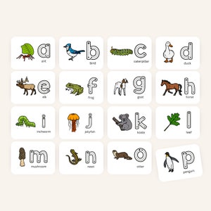 Tarjetas de rastreo del alfabeto con temática de la naturaleza Tarjetas del alfabeto de Charlotte Mason Educación en el hogar Estudio de la naturaleza Tarjetas flash imprimibles Inspiradas en la naturaleza