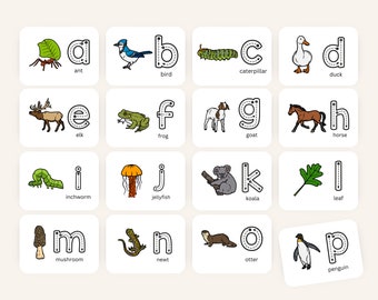 Nature Themed Alphabet Tracing Cards Charlotte Mason Alphabet Cards Homeschool Nature Study Printable Flash Cards Nature Inspired