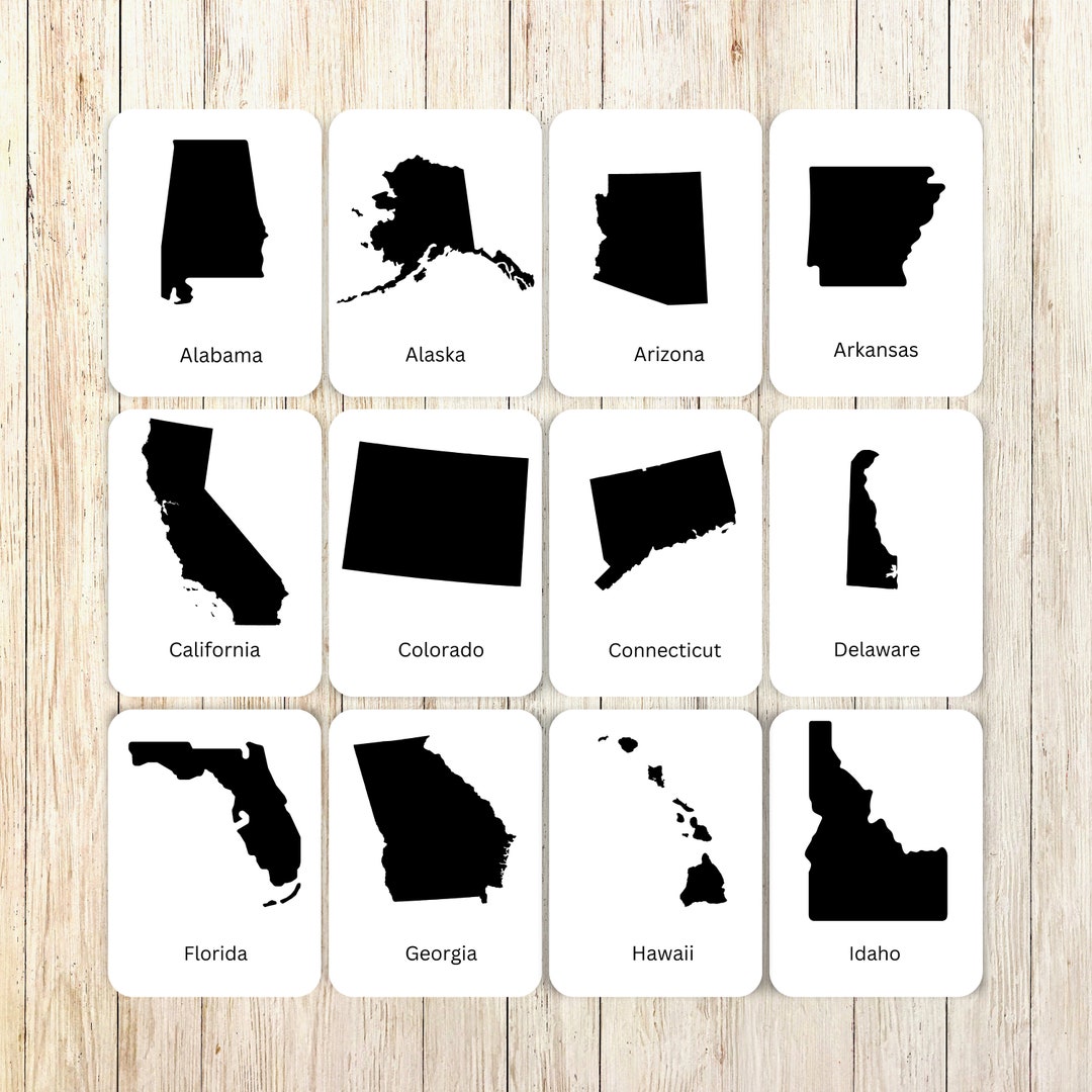 USA 50 States Flash Cards Homeschool Printables PFD Instant Download Printable Etsy USA 50 States Flash Cards Homeschool Printables PFD Instant Download Printable Etsy