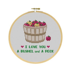 I Love You a Bushel and a Peck Apples Cross Stitch PDF Pattern