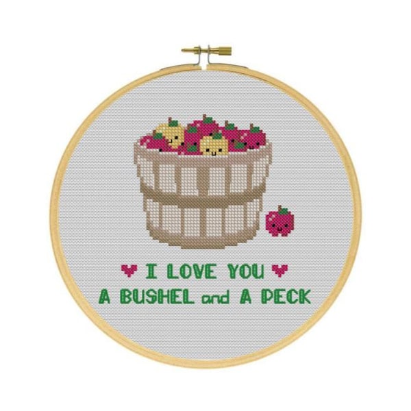 I Love You a Bushel and a Peck Apples Cross Stitch PDF Pattern