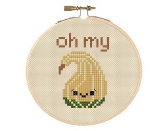 Oh My Gourd Cute Fall Thanksgiving Cross Stitch PDF Pattern