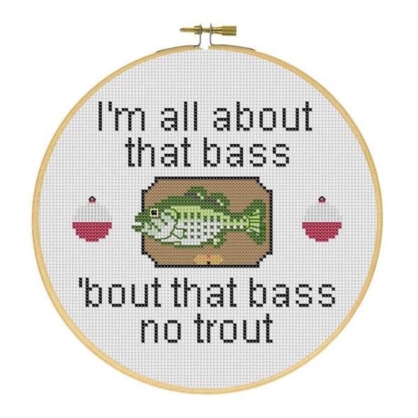 I'm All About That Bass Fishing Cross Stitch PDF Pattern