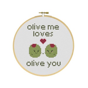 Olive Couple in Love Cross Stitch PDF Pattern