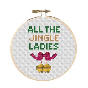 All the Jingle Ladies Funny Christmas Holiday Ornament Cross Stitch PDF Pattern